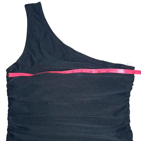 Beyond Yoga Featherweight Carried Away One Shoulder Black Mini Dress Size Medium - Picture 12 of 15